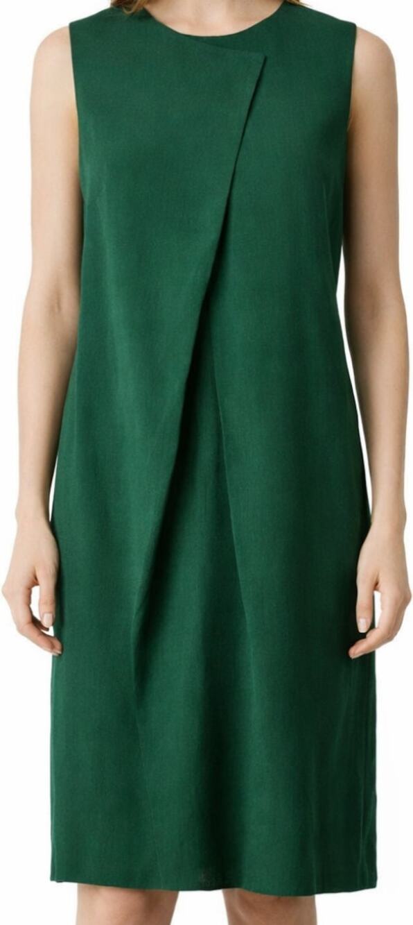 Gerard Darel Sleeveless Mini Shift Dress Faux Wrap Snap Round Neck Green 38 6